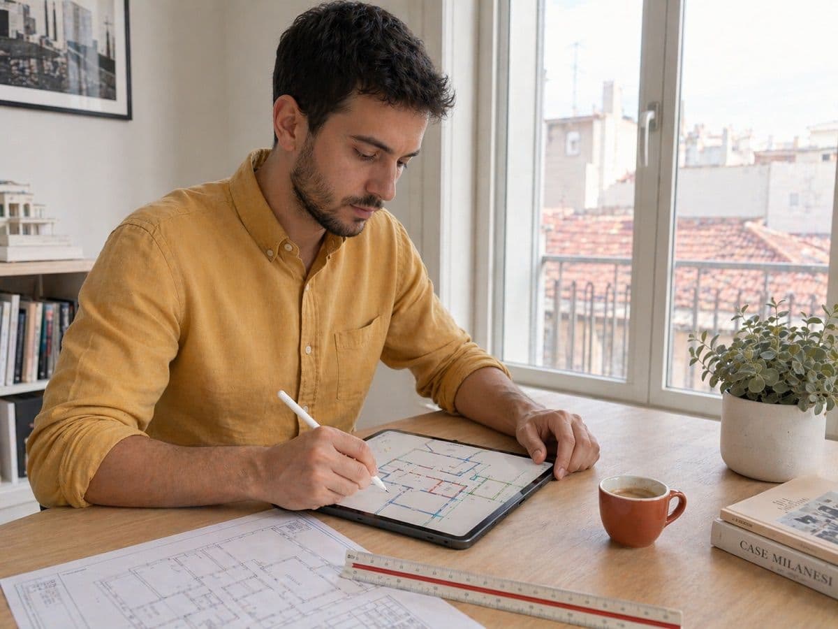 Planimetria catastale su tablet per controllo vendita casa a Torino