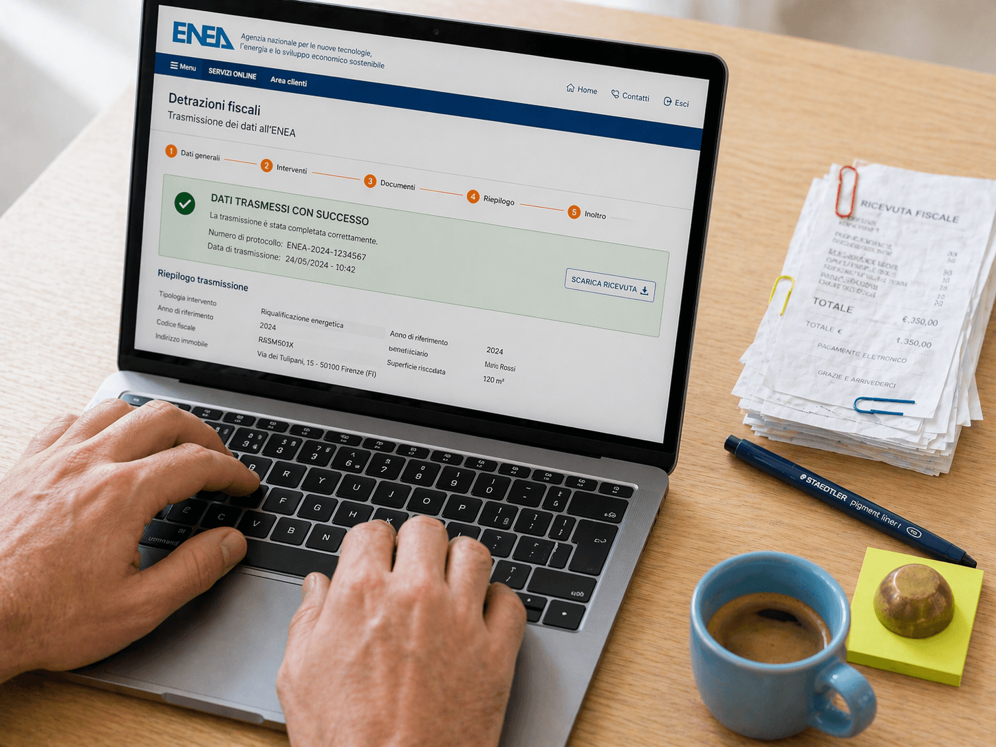 Tecnico abilitato trasmette pratica ENEA online per detrazioni fiscali ristrutturazione