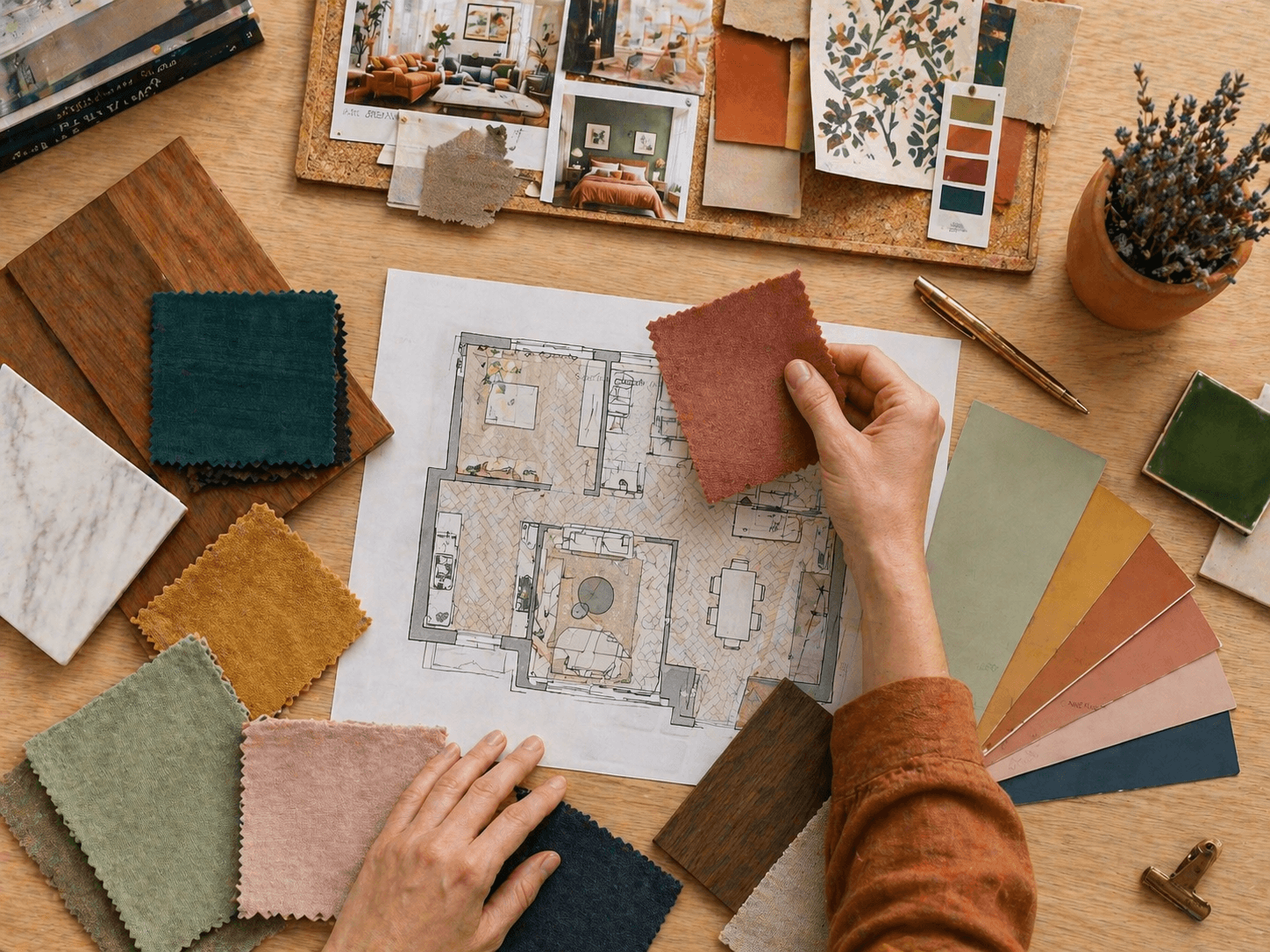 Moodboard materiali e progetto di interni