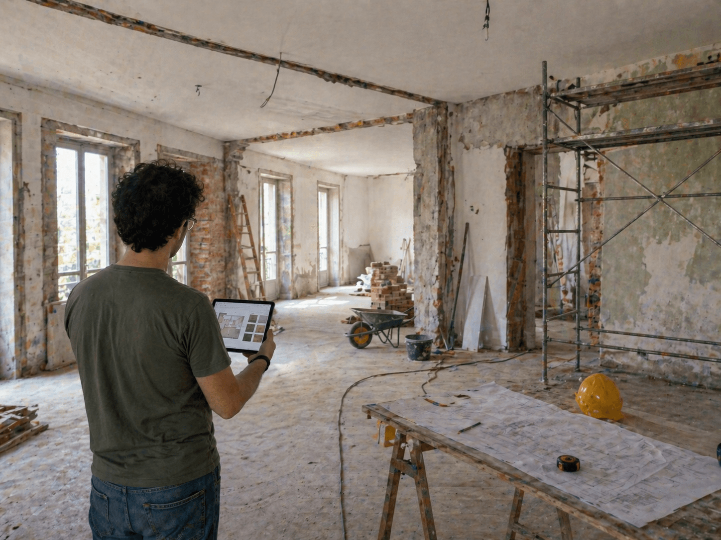 Progetto SCIA: tecnico abilitato MioTecnico esegue sopralluogo e pianifica intervento edilizio in cantiere di ristrutturazione