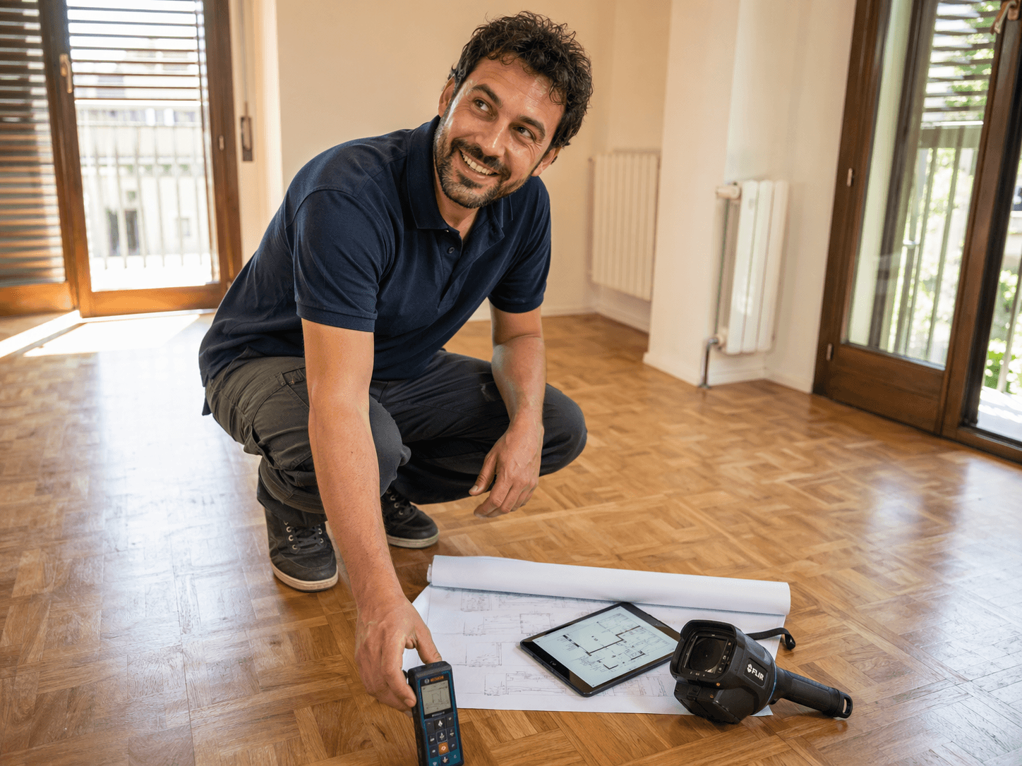 Tecnico durante un sopralluogo immobiliare
